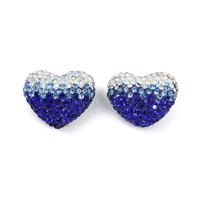 Gradient Color Heart Shaped Polymer Clay Rhinestone Beads CLAY-NH0002-03D-1