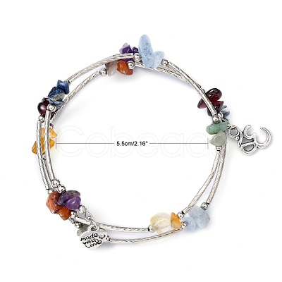 Three Loops Natural Gemstone Beaded Wrap Bracelets X-BJEW-JB02331-03-1