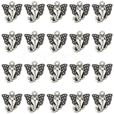 160Pcs Tibetan Style Zinc Alloy Elephant Head Charms FIND-SC0007-97-1