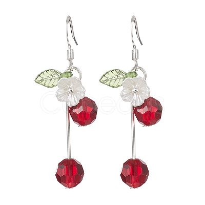 Glass Beads Cherry Dangle Earrings EJEW-JE06640-03-1