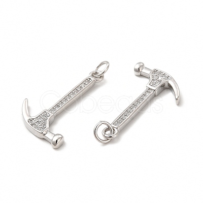 Rack Plating Brass Micro Pave Cubic Zirconia Tool Pendants KK-I699-15P-1