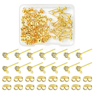 30Pcs Brass Stud Earring Findings KK-FS0001-13-1