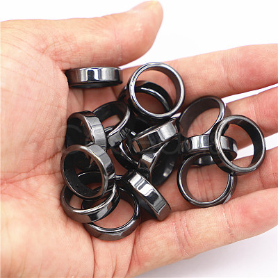 Non-Magnetic Synthetic Hematite Plain Band Ring FIND-PW0021-11E-1