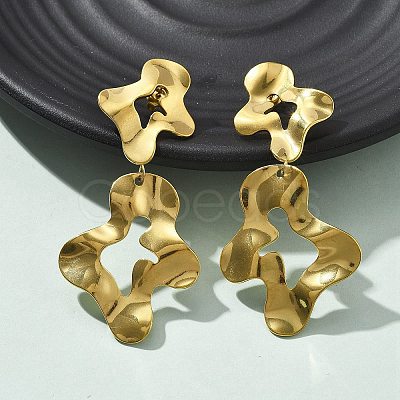 304 Stainless Steel Dangle Stud Earrings for Women EJEW-K268-13A-G-1