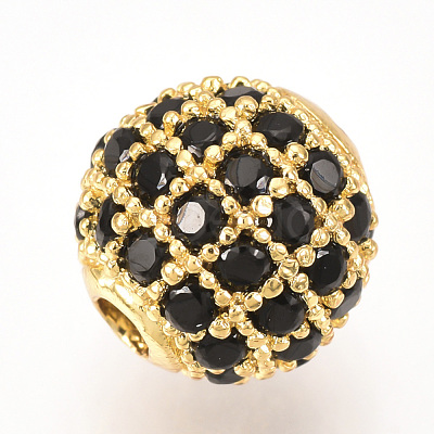 Brass Micro Pave Cubic Zirconia Beads ZIRC-Q013-10mm-143G-1