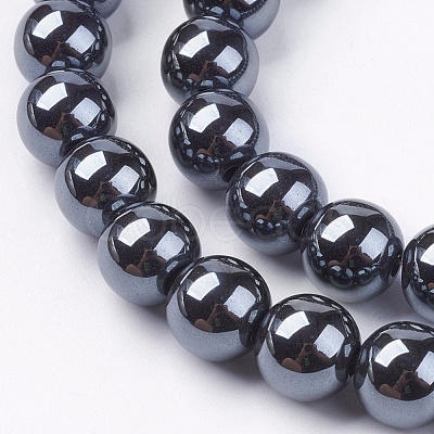 Non-Magnetic Synthetic Hematite Beads Strands G-H1623-8mm-3-1