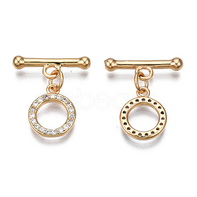 Brass Micro Pave Clear Cubic Zirconia Toggle Clasps KK-Q278-014-NF-1