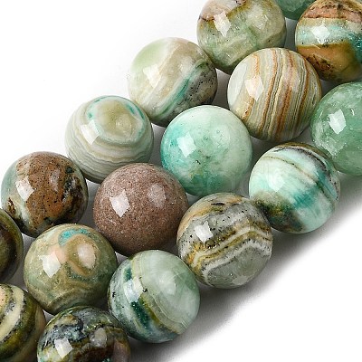 Natural Green Line Jasper Beads Strands X-G-L639-A01-8mm-1