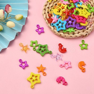 200Pcs 5 Styles Opaque Acrylic Pendants MACR-YW0002-60-1