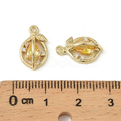 Brass Micro Pave Cubic Zirconia Pendants KK-C107-05G-1