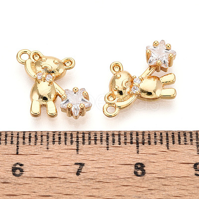Brass Micro Pave Clear Cubic Zirconia Pendants KK-T078-02G-04-1