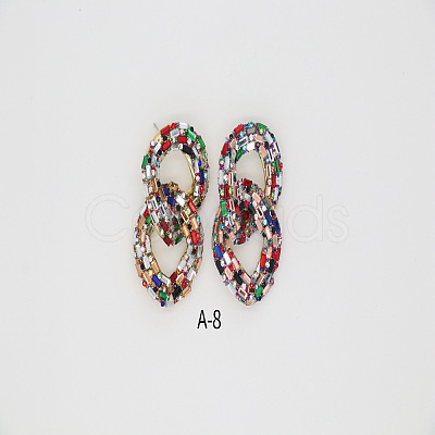Alloy & Glass Dangle Stud Earrings FS-WG3D9CC-09-1