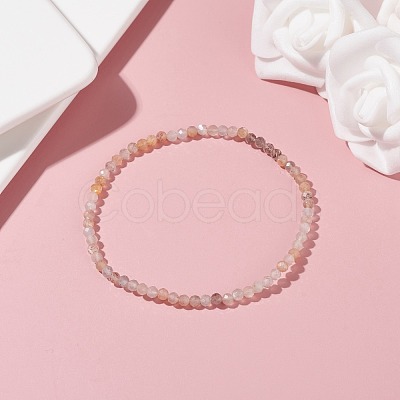 3mm Natural Moonstone Beads Stretch Bracelet for Girl Women BJEW-JB07284-02-1