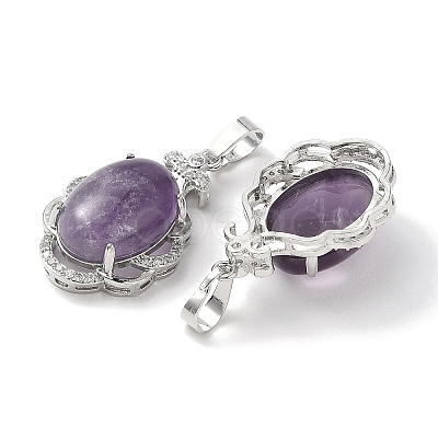 Natural Amethyst Oval Pendants G-NH0025-15P-08-1