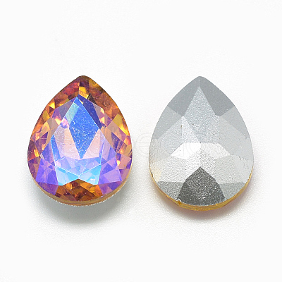Pointed Back Glass Rhinestone Cabochons RGLA-T017-18x25mm-08-1