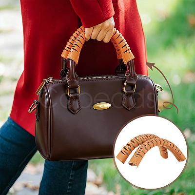 2Pcs Cowhide Leather Bag Handle Wrap DIY-WH0750-355B-1