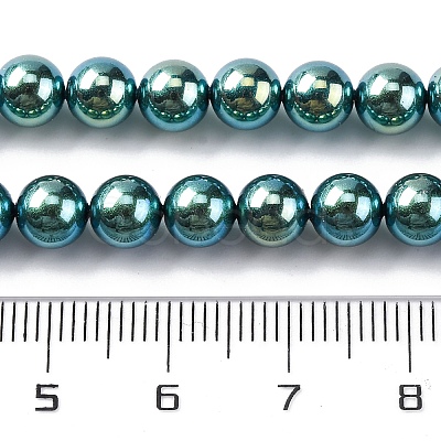 UV Plating Pearlized Glass Pearl Beads Strands GLAA-F128-01A-T24-1
