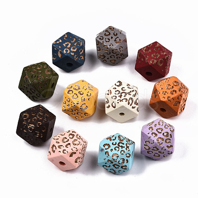 Painted Natural Wood Beads WOOD-T021-51C-M-1