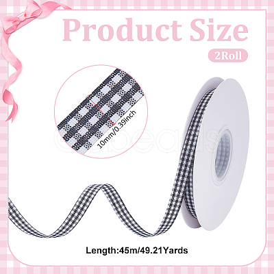 Polyester Tartan Pattern Ribbon OCOR-WH0101-157C-1