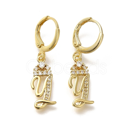 Brass Clear Cubic Zirconia Hoop Earrings EJEW-M045-01Y-1