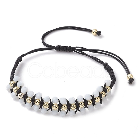 Adjustable Faceted Glass Nylon Cord Braided Bead Bracelets for Women Men BJEW-JB10369-1
