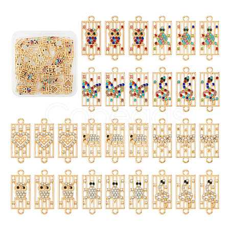 40Pcs 10 Styles Alloy Rhinestone Connector Charms FIND-TA0002-01-1
