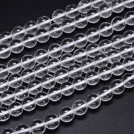 Round Natural Grade A Quartz Crystal Bead Strands G-H1648-8mm-01N-A-01-1