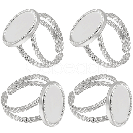 8Pcs 304 Stainless Steel Open Cuff Ring Settings RJEW-BBC0001-27-1