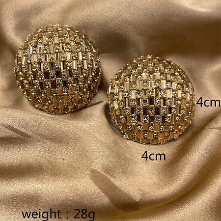 Alloy Rhinestone Half Round Stud Earrings FS-WGCEA49-07-1