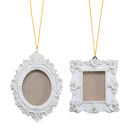 2 Sets 2 Styles Vintage Resin Hanging Photo Frame RESI-SP0001-21B-03-1