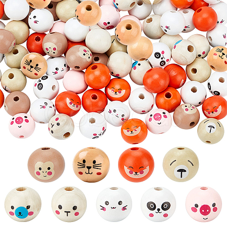 90Pcs 9 Colors Wood European Style Beeds WOOD-OC0003-74-1