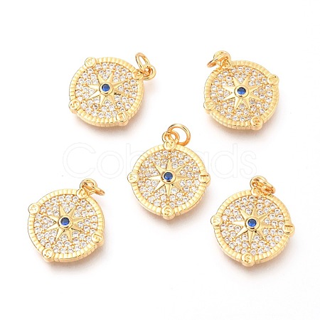 Brass Micro Pave Clear & Royal Blue Cubic Zirconia Pendants ZIRC-O036-15G-1