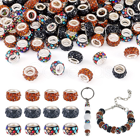 105Pcs 3 Colors Polymer Clay Rhinestone European Beads CPDL-TA0001-02-1