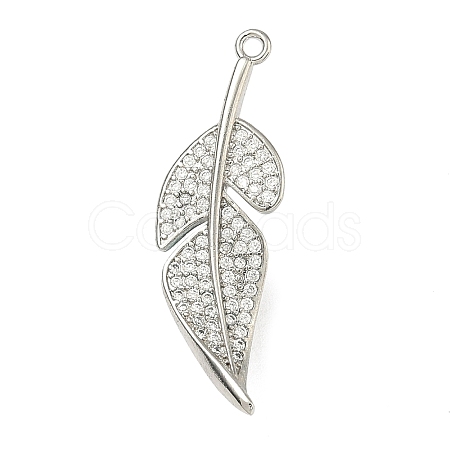 Leaf Brass Micro Pave Cubic Zirconia Enhancer Shortener Bails KK-F934-07B-P-1