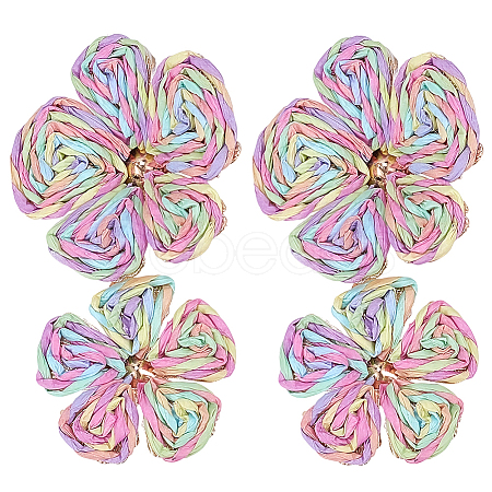 1 Pair Alloy Raffia Grass Stud Earrings EJEW-SP0001-19B-1