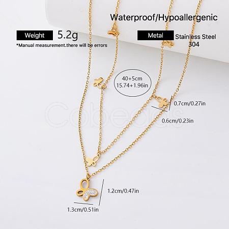 Elegant 304 Stainless Steel Butterfly Pendant Double Layer Necklaces for Women CS8831-6-1