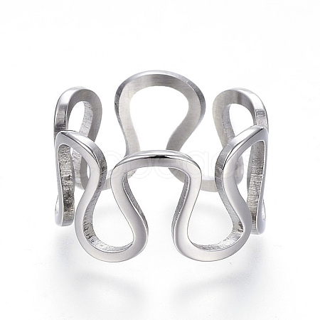 Tarnish Resistant 304 Stainless Steel Wide Band Rings RJEW-G081-29P-1