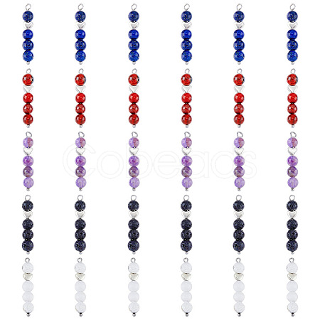 6 Set 5 Styles Natural Mixed Gemstone Pendants FIND-FH0005-66-1