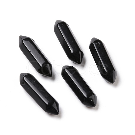 Natural Obsidian Double Terminal Pointed Pendants G-C007-02B-07-1