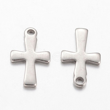 304 Stainless Steel Tiny Cross Charms STAS-YW0001-28P-1