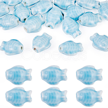 18Pcs Handmade Porcelain Beads Strands PORC-TADJ0001-04B-1