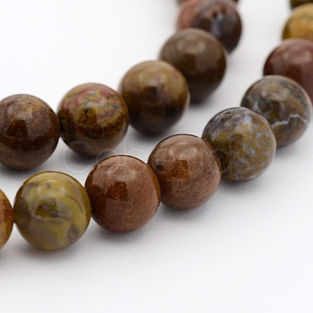 Natural Petrified Wood Round Bead Strands G-P070-64-4mm-1