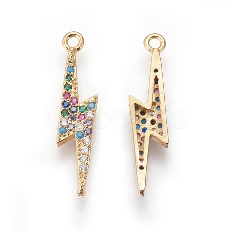 Brass Cubic Zirconia Pendants KK-O119-10G-1