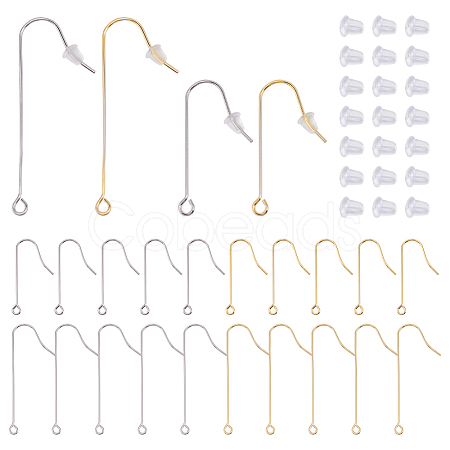 80Pcs 4 Styles 316 Surgical Stainless Steel Earring Hooks STAS-SC0008-15-1