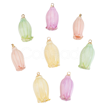 8Pcs 4 Colors Opaque Resin Pendants RESI-ME0001-52-1