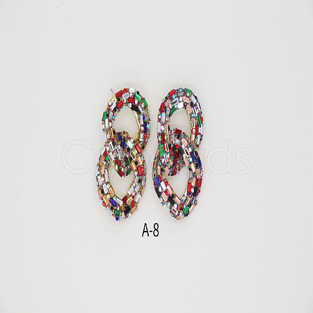 Alloy & Glass Dangle Stud Earrings FS-WG3D9CC-09-1