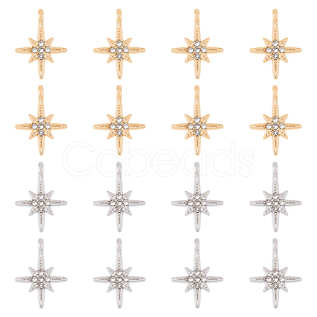 60Pcs 2 Colors Alloy Rhinestone Pendants ALRI-DC0001-10-1