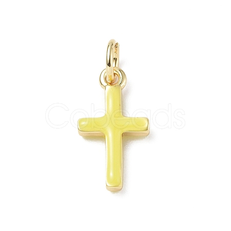 Real 18K Gold Plated Eco-Friendly Rack Plating Brass Enamel Pendants KK-F845-40G-06-1