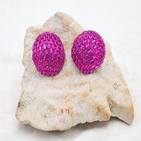 Alloy Rhinestone Half Round Stud Earrings FS-WGCEA49-17-1