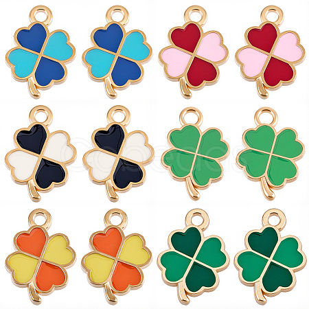 72Pcs 6 Colors Alloy Enamel Pendants ENAM-SC0008-08-1